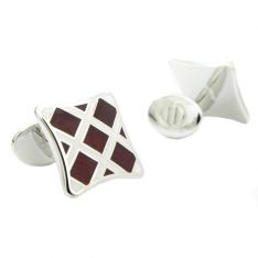 Red and White Plaid Cufflinks