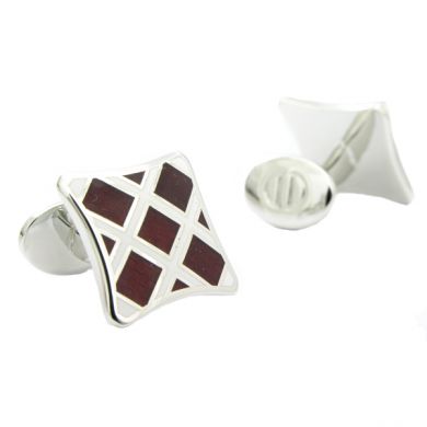 Red and White Plaid Cufflinks
