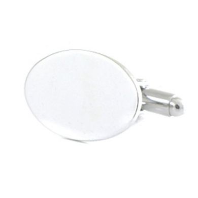 Boutons De Manchette Argent Sterling Ovales LaMode - Monogrammables - Occasion Bon état