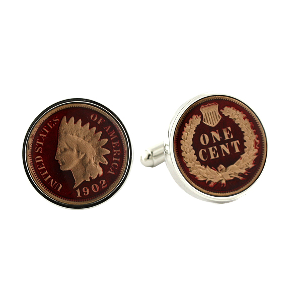 Sterling Silver Indian Head Penny Cufflinks Cufflinks Depot