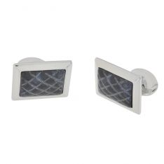 Sterling Silver Rectangular Carved Sodalite Cufflinks