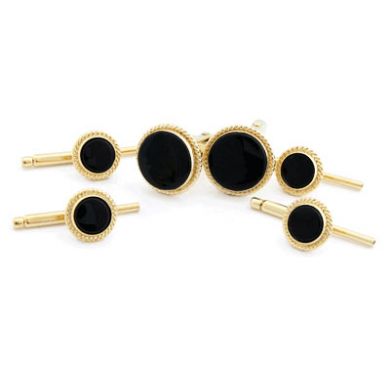 Gold and Onyx Stud Set