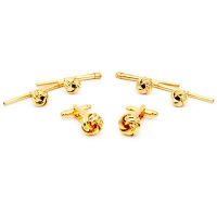 David Donahue Men's Black Onyx Cuff Links And Stud Set - Silver Tone With Onyx Stone, Formal Wear Accessories - View #4