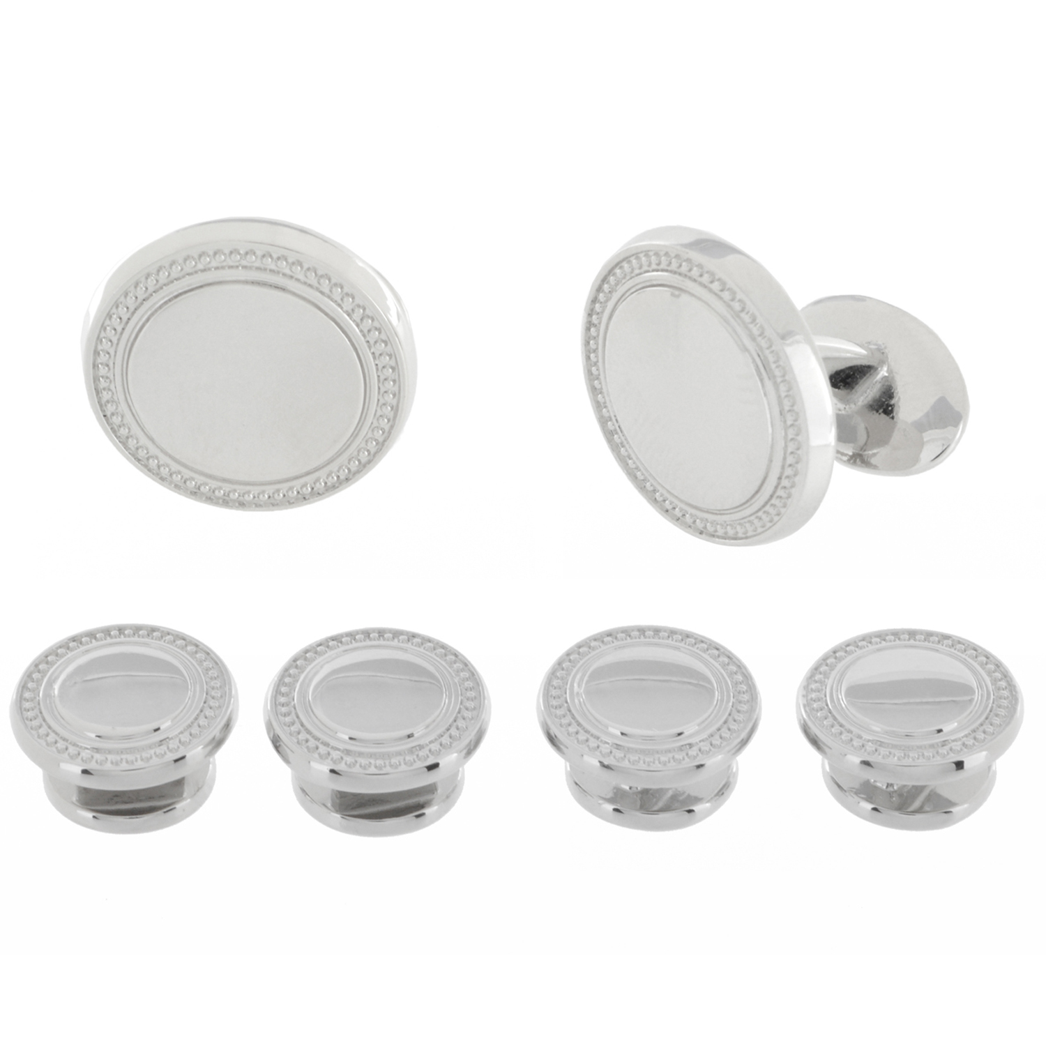 Sterling Silver Round Engravable Stud Set Cufflinks Depot