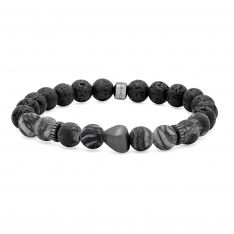 Raw Volcanic Lava Black Beaded Bracelet