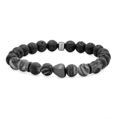 Raw Volcanic Lava Black Beaded Bracelet