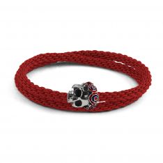 Red Roses Gothic Skull Woven Bracelet