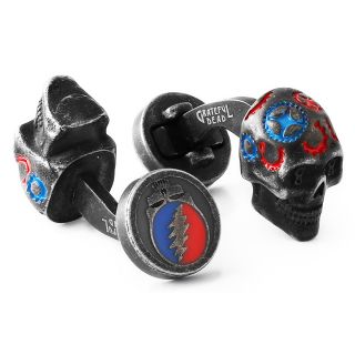 Iconic Tateossian Gear Painted Skull Cufflinks