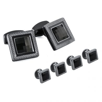 Square Black Swarovski Crystal Stud Set Square Black Swarovski Crystal Stud Set