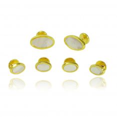 Mother Of Pearl and Gold Oval Stud Set
