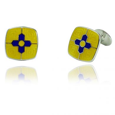 Sterling Yellow Geometric Cushion Cufflinks