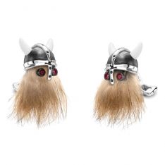Hairy Viking Skull Helmet Cufflinks