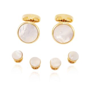 Elegant Mother of Pearl Tuxedo Stud Set