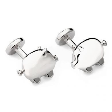 Silver Balloon Pig Cufflinks