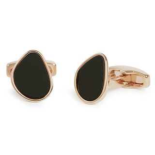 Onyx And Rose Gold Pebble Cufflinks